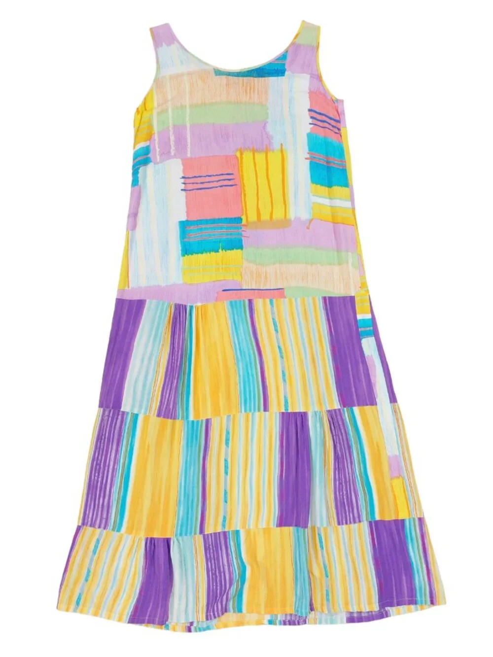 Vintage Jams World Tank Dress Womens Small, Colorful Brushstroke Print Hawaiian